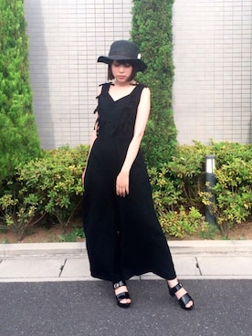 「merry jenny（メリージェニー）のアイテム（オールインワン・サロペット）」を使った、みぃさん（レディース・157cm）の夏コーディネート