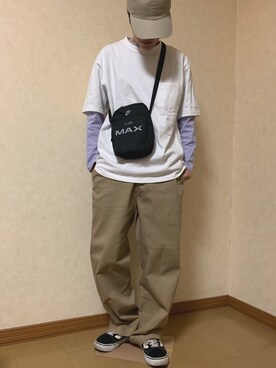 haruharuさんの「カツラギタックワイドパンツ テーパードヘビーオンスワイドチノ」を使ったコーディネート