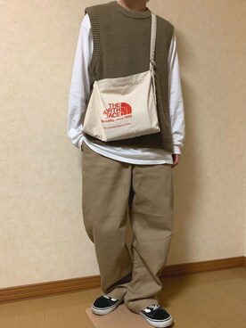 haruharuさんの「カツラギタックワイドパンツ テーパードヘビーオンスワイドチノ」を使ったコーディネート