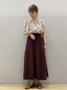 「earth music&ecology（アースミュージックアンドエコロジー）のORiental TRaffic ビットローファー●＊（ローファー）」を使った、chaki さん（レディース・159cm）の夏コーディネート