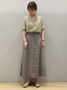 「earth music&ecology（アースミュージックアンドエコロジー）のORiental TRaffic ビットローファー●＊（ローファー）」を使った、chaki さん（レディース・159cm）の夏コーディネート