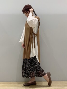 「earth music&ecology（アースミュージックアンドエコロジー）のシアー消しプリーツスカート ＊（スカート）」を使った、chaki さん（レディース・159cm）の夏コーディネート