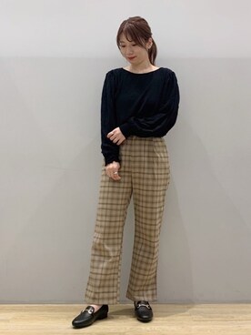 「ビットローファー」｜「アイテム（パンプス）」を使った、chaki さん（レディース・159cm）の秋コーディネート