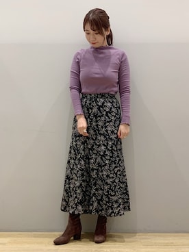 「earth music&ecology（アースミュージックアンドエコロジー）の綺麗マーメイドスカート(パターン) ＊（スカート）」を使った、chaki さん（レディース・159cm）の秋コーディネート