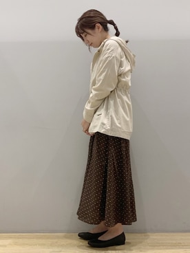 「ドットスカート」｜「アイテム（ブルゾン）」を使った、chaki さん（レディース・159cm）の秋コーディネート