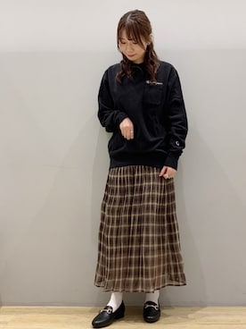 「ビットローファー」｜「アイテム（パンプス）」を使った、chaki さん（レディース・159cm）の秋コーディネート