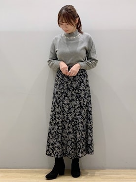 「earth music&ecology（アースミュージックアンドエコロジー）の綺麗マーメイドスカート(パターン) ＊（スカート）」を使った、chaki さん（レディース・159cm）の秋コーディネート