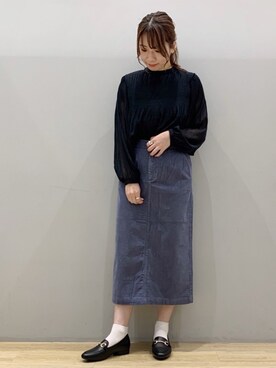 「ビットローファー」｜「アイテム（パンプス）」を使った、chaki さん（レディース・159cm）の秋コーディネート