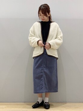「ビットローファー」｜「アイテム（ブルゾン）」を使った、chaki さん（レディース・159cm）の秋コーディネート