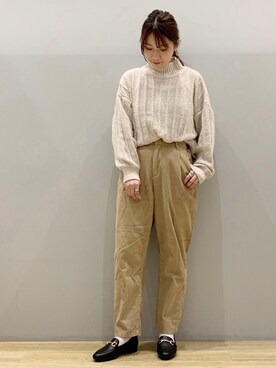 「ビットローファー」｜「アイテム（パンプス）」を使った、chaki さん（レディース・159cm）の秋コーディネート