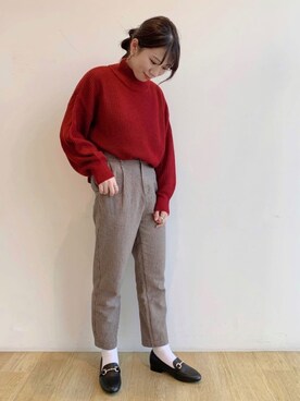 「ビットローファー」｜「アイテム（パンプス）」を使った、chaki さん（レディース・159cm）の秋コーディネート