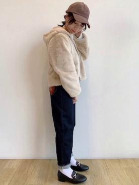 「ボア」｜「アイテム（マウンテンパーカー）」を使った、chaki さん（レディース・159cm）の秋コーディネート