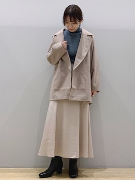 「スリット」｜「アイテム（その他アウター）」を使った、chaki さん（レディース・159cm）の冬コーディネート