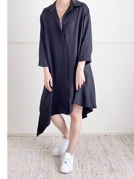 「ワンピース×スニーカー」｜「アイテム（チュニック）」を使った、parishsstoreさん（レディース・158cm）の春コーディネート