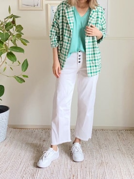 「ゆるコーデ」｜「アイテム（テーラードジャケット、その他）」を使った、parishsstoreさん（レディース・158cm）の春コーディネート