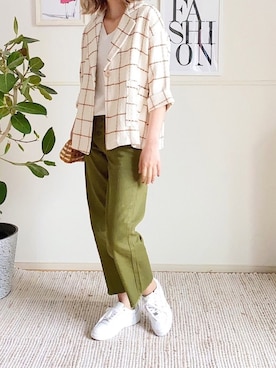 「ゆるコーデ」｜「アイテム（テーラードジャケット、その他）」を使った、parishsstoreさん（レディース・158cm）の春コーディネート