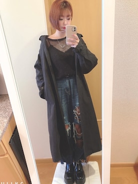「厚底」｜「アイテム（トレンチコート）」を使った、chinaさん（レディース・159cm）の春コーディネート