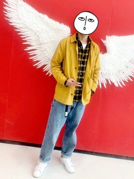 「PULL&BEAR（プルアンドベア）のアイテム（その他アウター）」を使った、C王大侠さん（メンズ・183cm）の春コーディネート