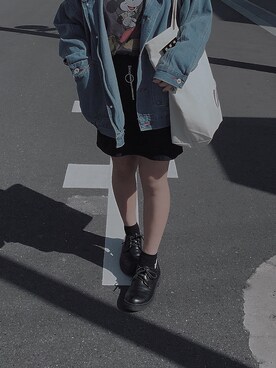 「韓国風コーデ」｜「アイテム（デニムジャケット）」を使った、そよんさん（レディース・150cm）の春コーディネート