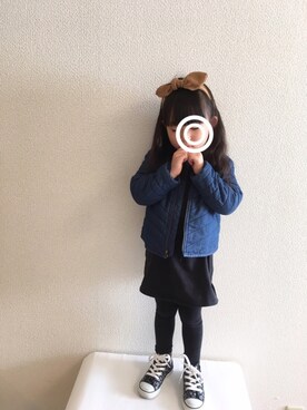 「GAP（ギャップ）のアイテム（ノーカラージャケット）」を使った、NATSUさん（キッズ・100cm）の冬コーディネート