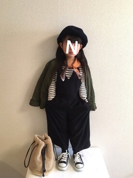 「GLOBAL WORK（グローバルワーク）のアイテム（オールインワン・サロペット）」を使った、NATSUさん（キッズ・100cm）の冬コーディネート