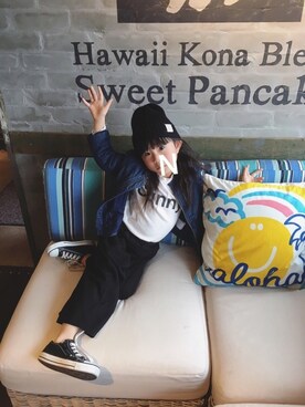 「GAP（ギャップ）のアイテム（ノーカラージャケット）」を使った、NATSUさん（キッズ・100cm）の春コーディネート