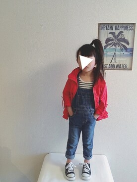 「OLD NAVY（オールドネイビー）のアイテム（サロペット/オーバーオール）」を使った、NATSUさん（キッズ・100cm）の春コーディネート