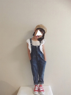 「麦わらベレー帽」｜NATSUさん（キッズ・110cm）の夏コーディネート