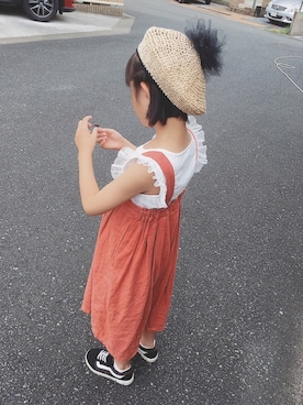 「むぎわらベレー帽」｜NATSUさん（キッズ・110cm）の夏コーディネート