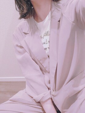 「no brand（ノーブランド）のアイテム（セットアップ）」を使った、長谷部さん（レディース・158cm）の春コーディネート