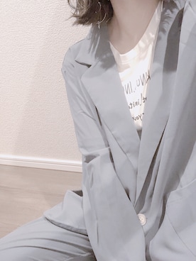 「no brand（ノーブランド）のアイテム（セットアップ）」を使った、長谷部さん（レディース・158cm）の春コーディネート