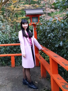「MISCH MASCH（ミッシュマッシュ）のアイテム（ダッフルコート）」を使った、張蘋さん（レディース・160cm）の冬コーディネート
