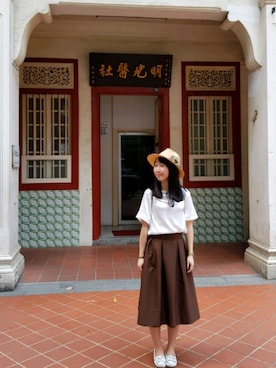 「index（インデックス）のアイテム（ハット）」を使った、張蘋さん（レディース・160cm）の冬コーディネート