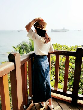 「index（インデックス）のアイテム（ハット）」を使った、張蘋さん（レディース・160cm）の冬コーディネート