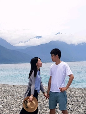 「index（インデックス）のアイテム（帽子）」を使った、張蘋さん（レディース・160cm）の夏コーディネート