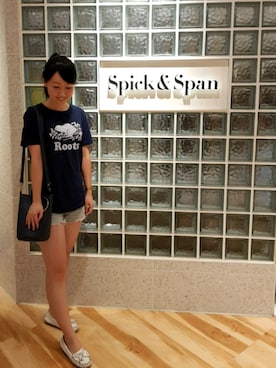 「roots（ルーツ）のアイテム（トップス）」を使った、張蘋さん（レディース・160cm）の夏コーディネート