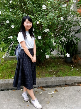 「roots（ルーツ）のアイテム（トップス）」を使った、張蘋さん（レディース・160cm）の秋コーディネート