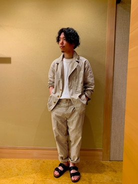 「45R（フォーティファイブアール）のアイテム（パンツ）」を使った、SHOさん（メンズ・165cm）の春コーディネート