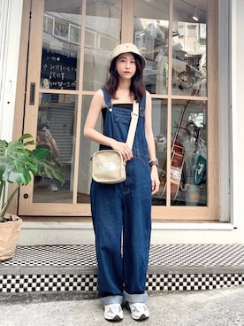 「plain-me（プレインミー）のアイテム（サロペット/オーバーオール）」を使った、Tinnieさん（レディース・158cm）の春コーディネート
