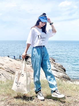 「ADER（アデル）のアイテム」を使った、Tinnieさん（レディース・158cm）の夏コーディネート