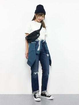 「501(R)T（ゴーマルイチティー）のアイテム」を使った、やまちゃんさん（レディース・167cm）の冬コーディネート