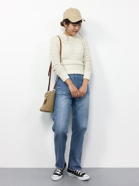 「透かし編みニット」｜やまちゃんさん（レディース・167cm）の春コーディネート