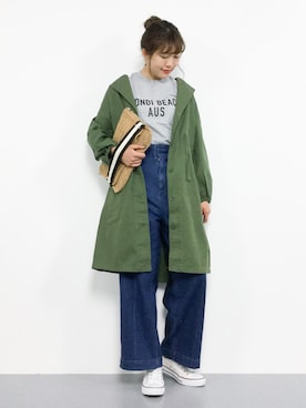 「グレーTシャツ」｜「アイテム（モッズコート）」を使った、やまちゃんさん（レディース・167cm）の春コーディネート