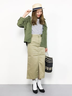 「麦わら帽子」｜「アイテム（その他アウター）」を使った、やまちゃんさん（レディース・167cm）の春コーディネート