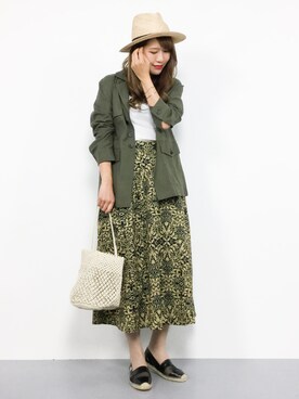 「麦わら帽子」｜「アイテム（その他アウター）」を使った、やまちゃんさん（レディース・167cm）の春コーディネート