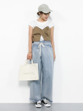 「Supreme.La.La.（シュープリームララ）のアイテム（バッグ）」を使った、やまちゃんさん（レディース・167cm）の春コーディネート