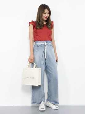 「Supreme.La.La.（シュープリームララ）のアイテム（バッグ）」を使った、やまちゃんさん（レディース・167cm）の春コーディネート