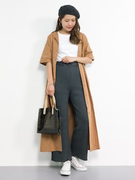 「スリット」｜「アイテム（シャツワンピース）」を使った、やまちゃんさん（レディース・167cm）の春コーディネート