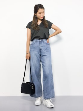 「NOMBRE IMPAIR（ノンブルアンペール）のアイテム（Tシャツ/カットソー）」を使った、やまちゃんさん（レディース・167cm）の夏コーディネート