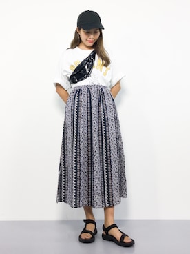 「PINE FORT（パインフォート）のアイテム」を使った、やまちゃんさん（レディース・167cm）の夏コーディネート